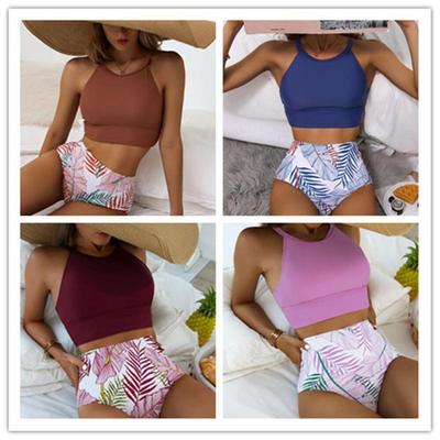 2024 Sexy Print High-Waisted Split Bikini Badebekleidung für Damen