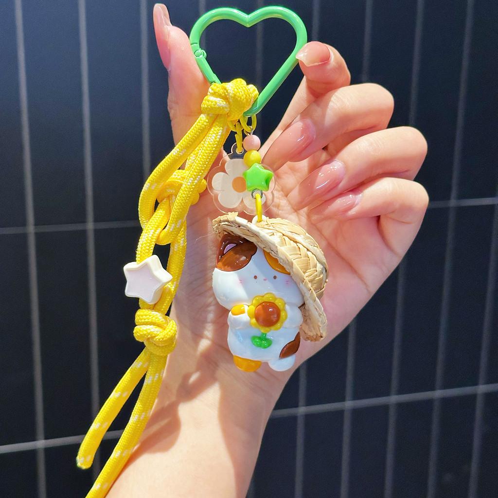 Брелок для ключей с кошкой из смолы, милый мультяшный брелок для любителей животных Calico