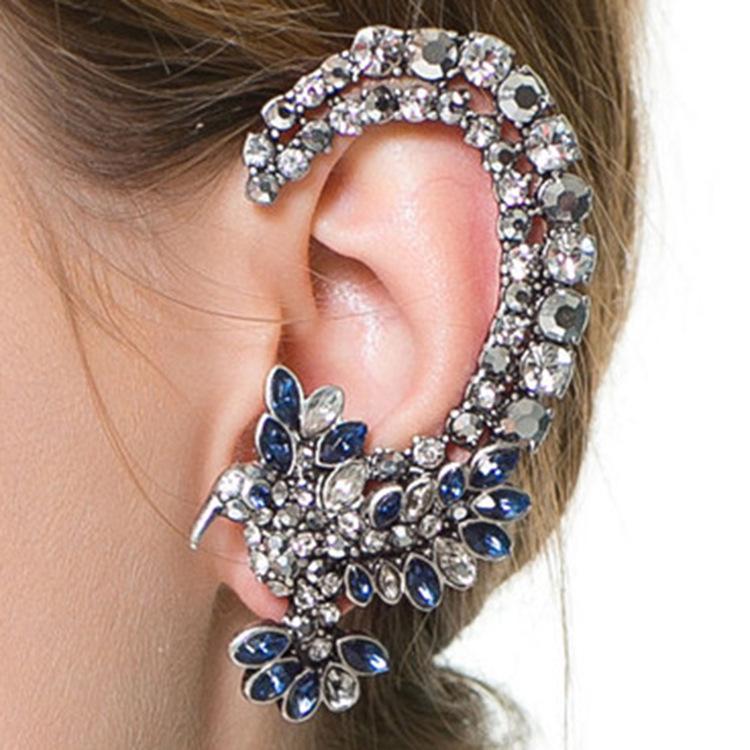 Exquisite Rhinestone Bird Ear Cuff Earrings, European  American Design, C19