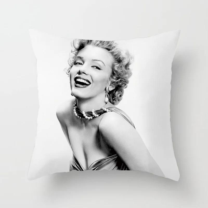Marilyn Monroe Cushion Cover Decorative Polyester Sofa Throw Pillow Cover Retro Women Super Stars Pillowcase Home Decor 45X45CM