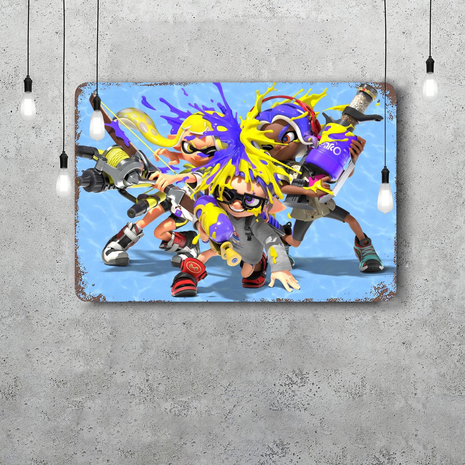

splatoon game Classic Poster Rusty Metal Plaque Retro Decorative Plate Bar Man Cave Garage Club Metal Sign Wall Decoration 20x30cm（7.8x11.8inch）