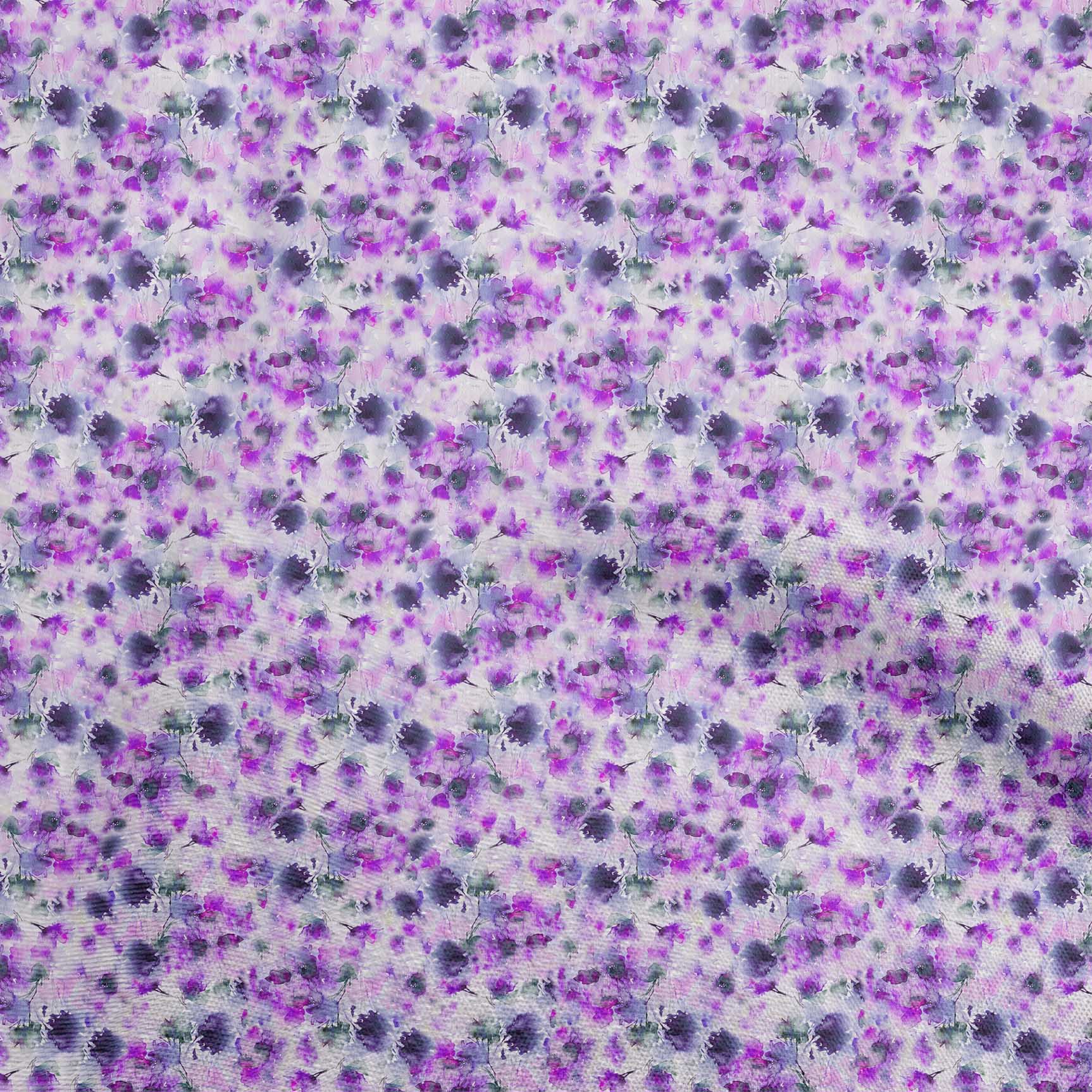 

oneOone Cotton Flex Medium Blue Fabric Abstract Watercolor Floral Тканина для пошиття друкованої тканини для рукоділля у дворі 40 дюймів 42 Inch Wide - Viscose Chiffon фіолетовий