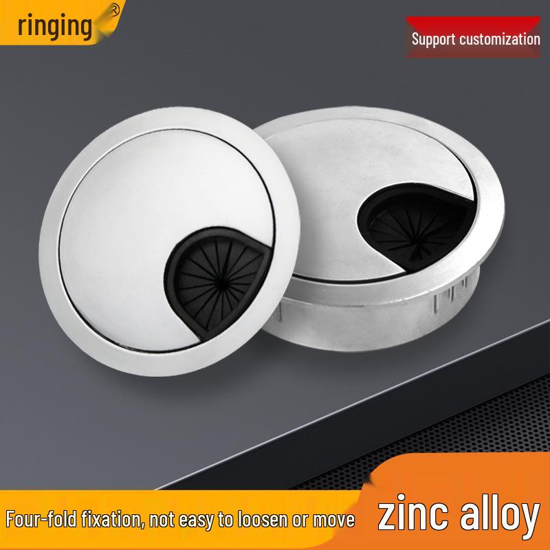 

Zinc Alloy Desk Cable Management Cover - Round Metal Wire Hole Cover for Computer Desks Sand Black 50mm Opening