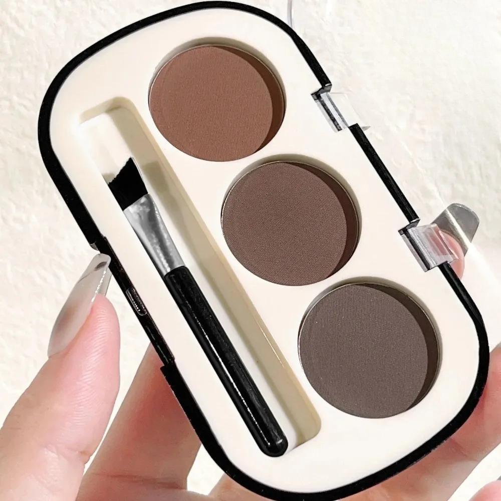 Eyebrow Powder Palette with Eyebrow Brush, Waterproof and Sweatproof Natural Color Rendering 3-color Eyebrow Powder Long Lasting