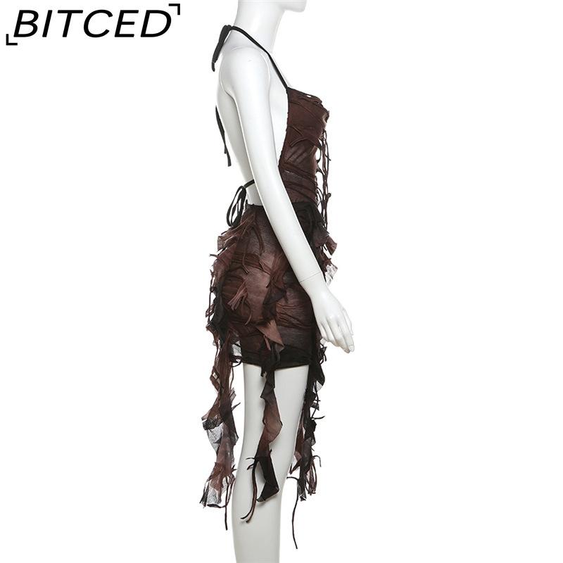BITCED Summer Women's Solid-Color Slim-Fit High-Waisted Fashion Strapless Sexy Backless Dress