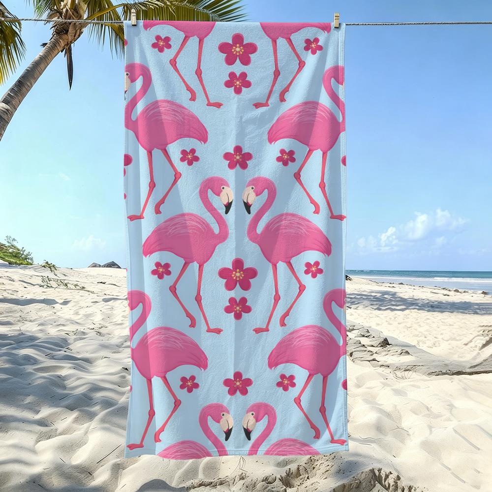 Bird F-Flamingos Towel Kids Microfiber Quick Dry Sandproof Towel, Boys Girls Summer Pool Beach Swim Towel