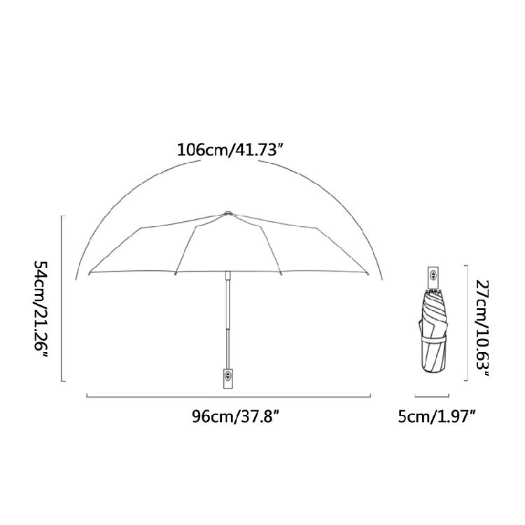 Strong Wind Resistant 3 Folding Automatic Umbrella Men Parasol Women Rain 8 Ribs