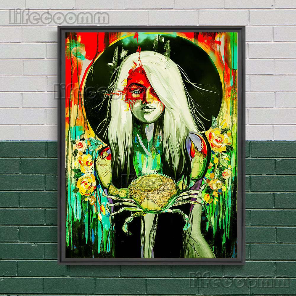 Gotycka Konstelacja Wiedźma Surrealistyczny Wydruk Sztuki Czaszki Dekoracja Ścienna Sztuka Płótno Malowanie Wystrój Domu Straszny De Wicca Plakat Wydruk Bez Ramki