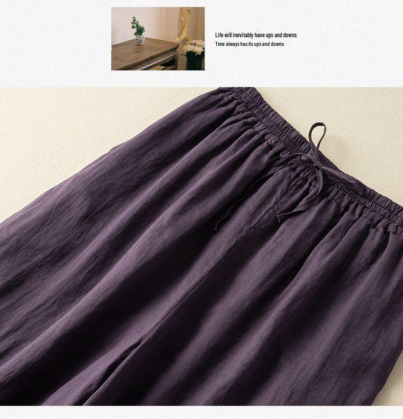 Drapey High-Waist Cotton Linen Culottes: Breathable, Wide-Leg Summer Pants for Women