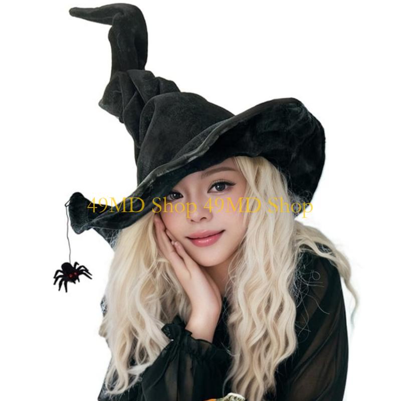 49MD Witch Hat Pendant Halloween Spiders Hat Widget Personality Hat Decoration for Costume and Cosplay