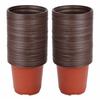 100 Plastic Seedling Pots 10 Cm X 8.7 Cm - Round Brown Perforated Reusable