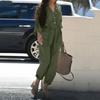 Combinaison Cargo Décontractée Lâche Colorée Coton Lin Revers Ceinture Mode Rétro pour Femmes