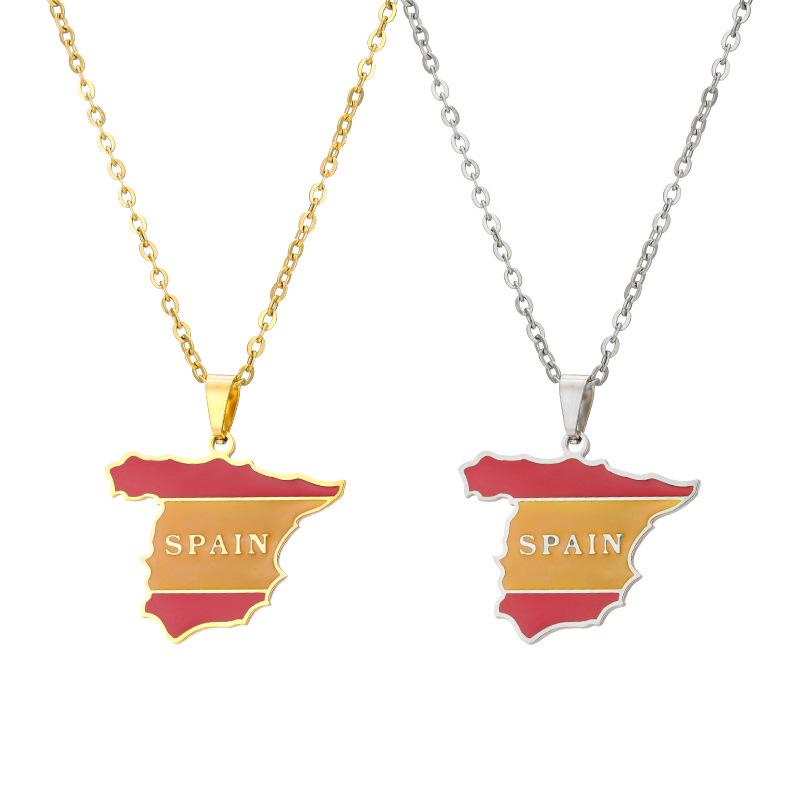 Hot-Selling Geometric Ethnic Style Stainless Steel Necklace with Spain Pendant for Couples