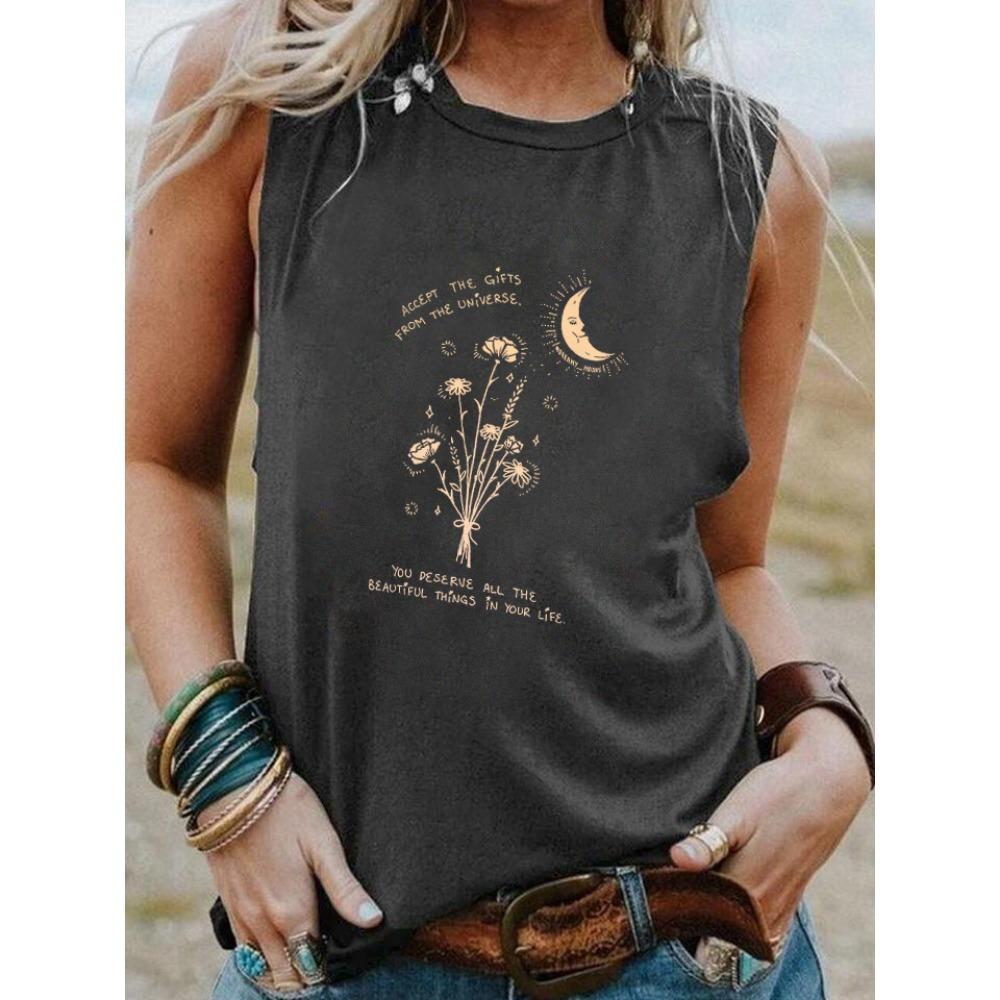 

Summer sleeveless T-shirt women s fashionable casual retro top XL