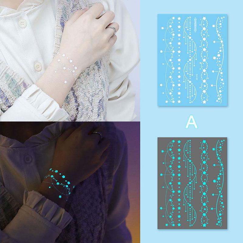 Glow In Dark Temporary Tattoo Stickers Temporary Waterproof Long Lasting Tattoos Stickers