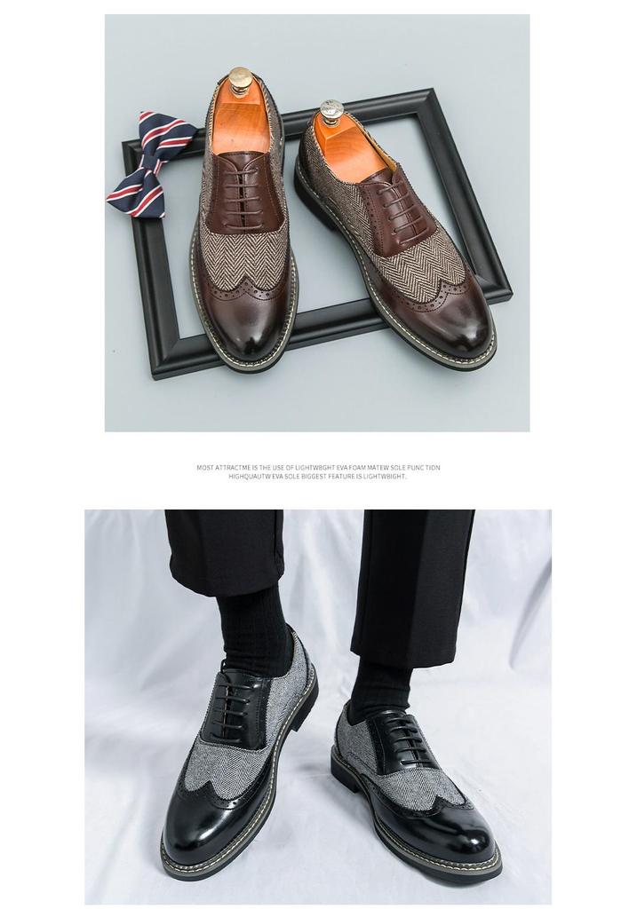 2025 Plus Size Pointed Toe Leather Brogues: Versatile European Style Formal & Casual Men's Shoes
