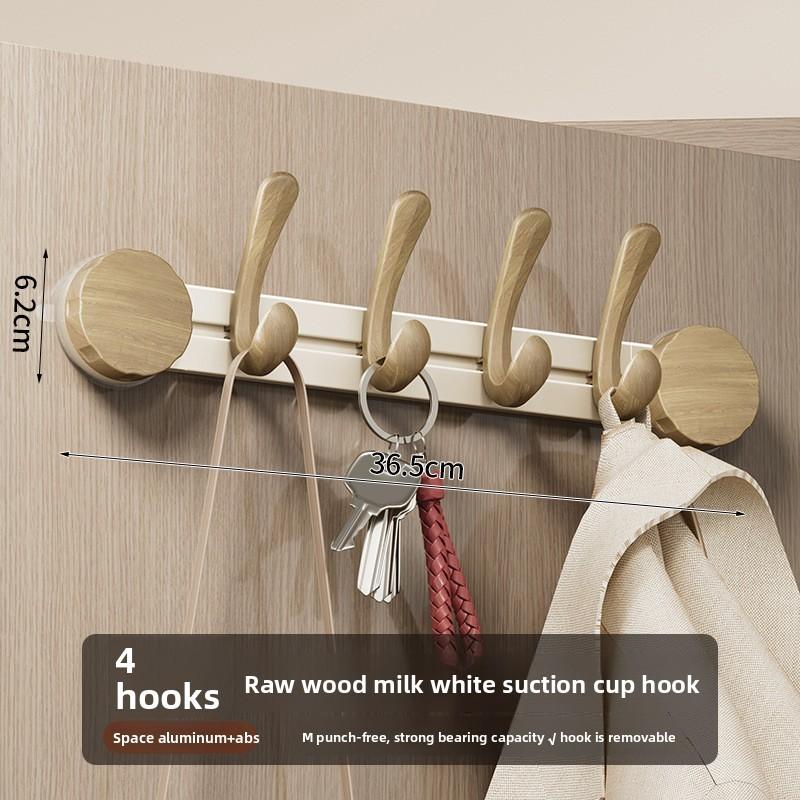 Walnut Grain Suction Cup Wall Hook Organizer For Home Storage