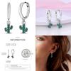 925 Silver Animal Plant Green Series Zircon Hoop Earrings For Women Fashion Jewelry Gift Accessories