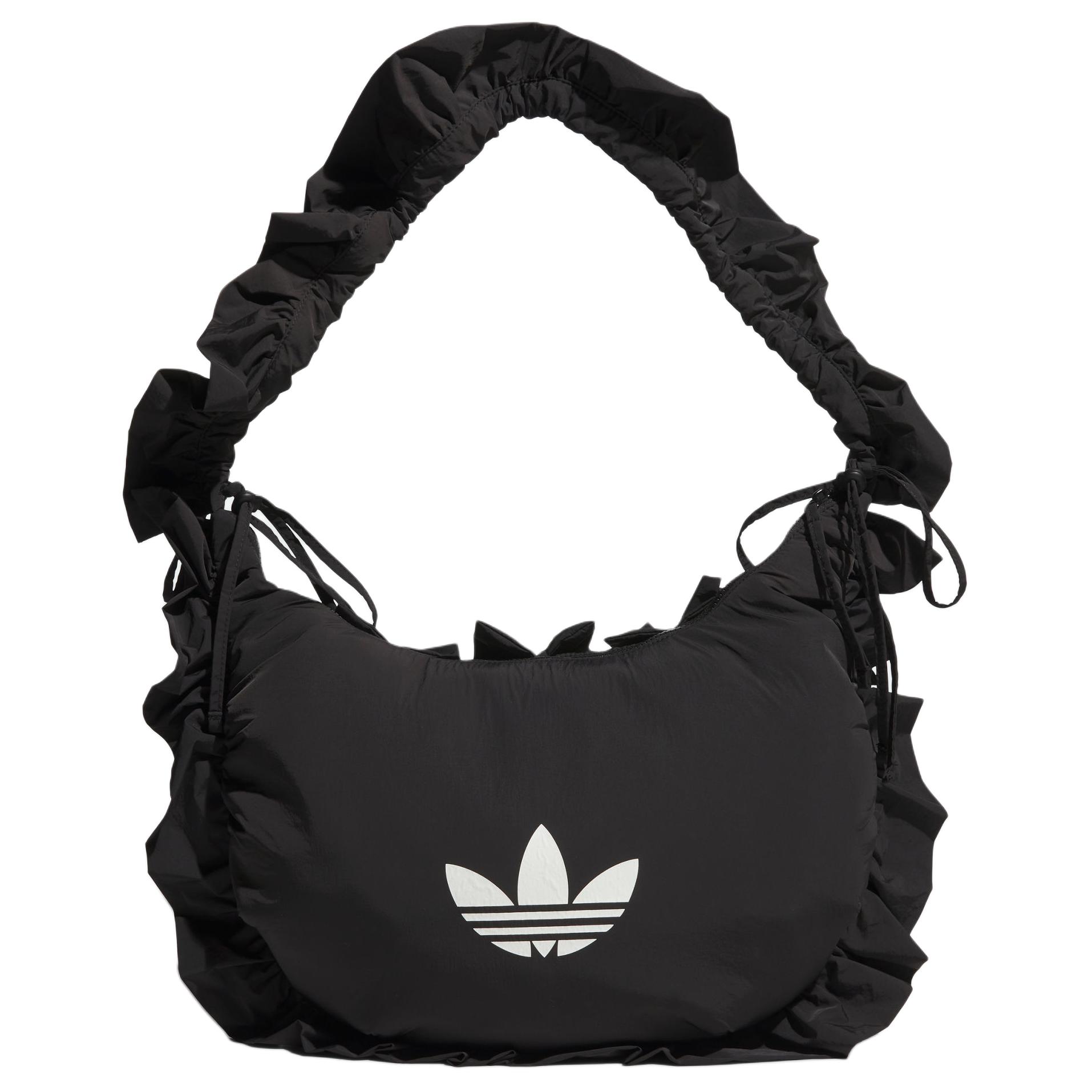 Adidas Originals Ruffle Fashion Large Ruffle Easy Carry Recycled Nylon Tote Bag Women Tote Bag Black IA8915 Black