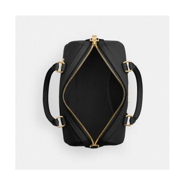 Coach Rowan 26 Brand Logo Adjustable Shoulder Strap Pebble Leather Shoulder Crossbody Tote Bag Medium Women Handbags Black CV962-IMBLK
