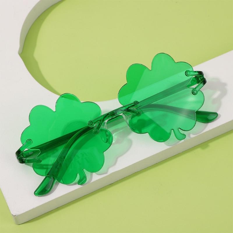 Irish Shamrock Eyeglasses Green Four Leaf Clovers Glasses Leprechaun Costume for Women Men Saint Patrick's Day Sunglass