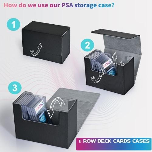 UAONO PSA BGS Certified Card Case, Deck Case, Screw-Down Compatible, Holds Approximately 30 Cards, PU Leather with Magnet Loader, Storage Box for Yu-G