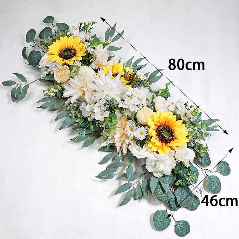 80cm Sztuczny Łuk Ślubny Tło Kwiaty Sztuczne Kwiaty Rząd Jedwabne Kwiaty Ślub Hotel Stół Kwiaty Ściana Dekoracja Ścieżki