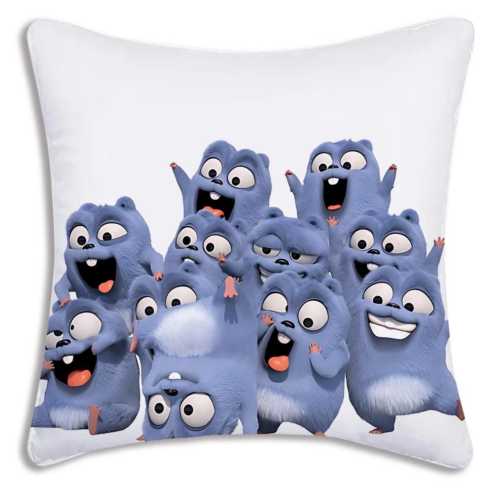 Federe Cuscino Orso Grizzly e Lemming Cartoni Animati Divano Decorativo Casa Stampa Fronte-Retro Peluche Corto Cuscino Carino
