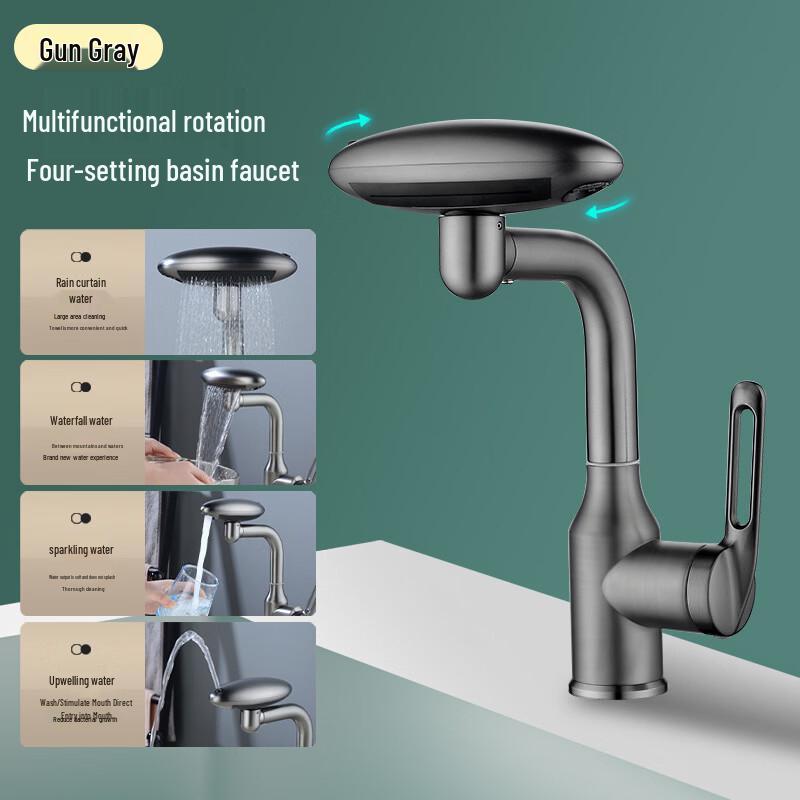 

TLXT Gunmetal Grey Pull-Out Bathroom Faucet with 4 Modes