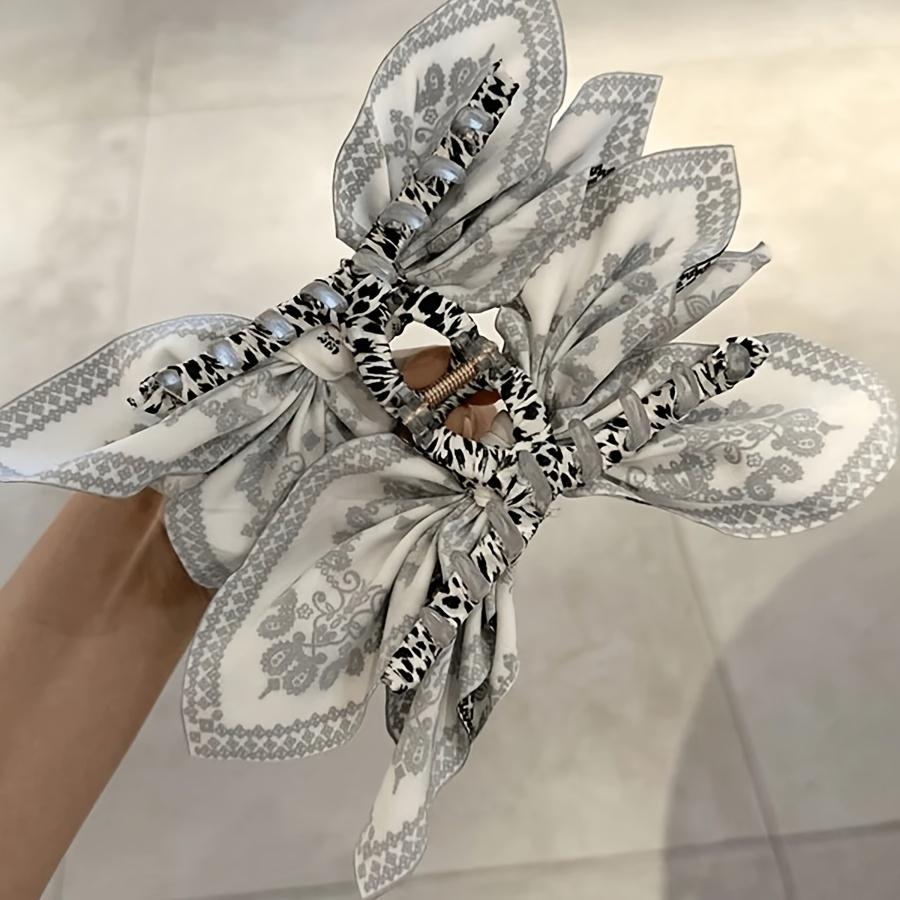 Exquisite Vintage Butterfly Hair Claw with Elegant Bow and Tassel,Big Fabric Hair Clip for Women and Girls, Paisley Bohemian Style Hair Accessory