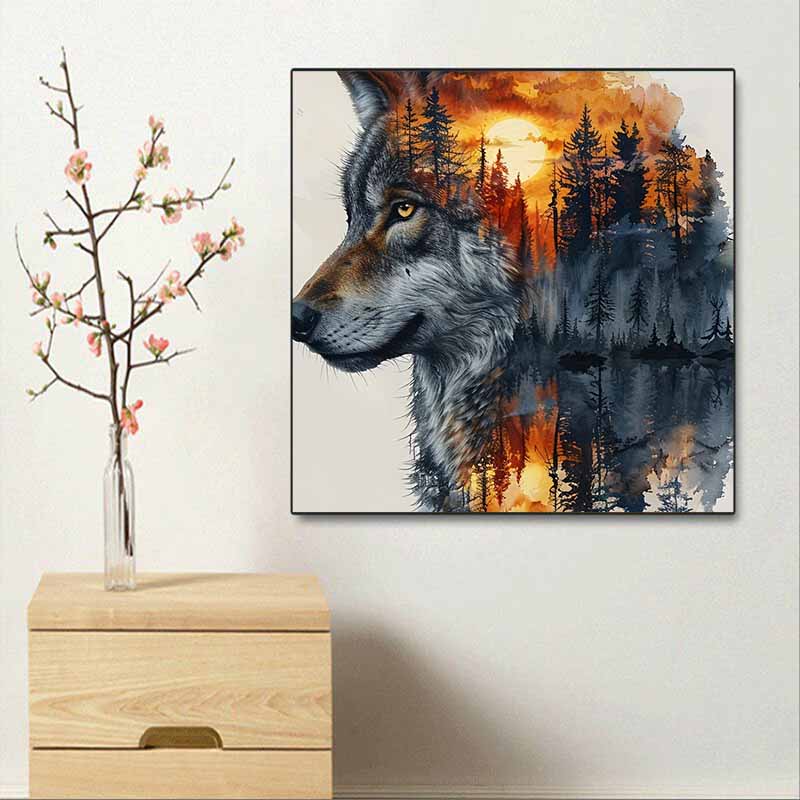 New Arrival 5D DIY Full Circle Diamond Painting "Wolf Shadow" Embroidery Cross Stitch Home Decor Gift