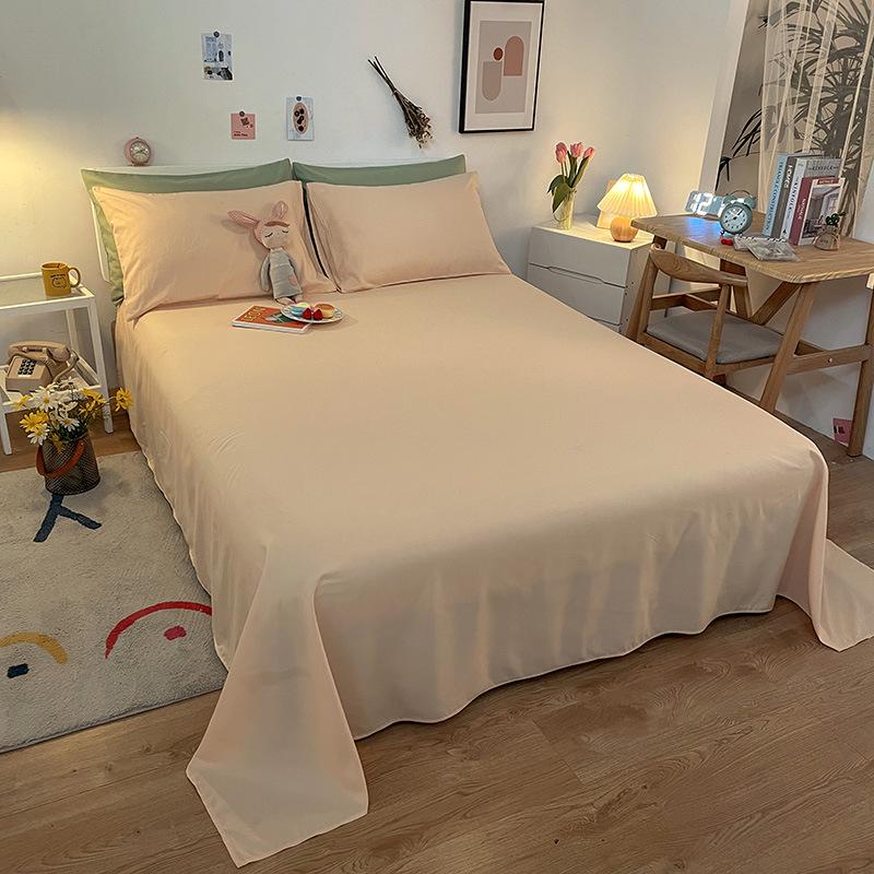 Solid Color Flannel Bedding Set: Bed Sheet, Duvet Cover, Pillowcase - Reactive Print, Three-Piece Set