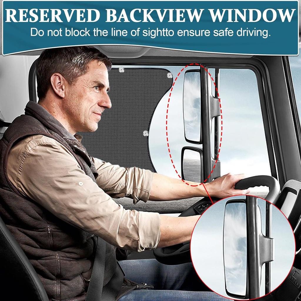 1Pc/2Pcs Semi Truck Accessory Side Window Sun Shade Driver Window Covers for Semi Truck Mesh Window Shade Protect