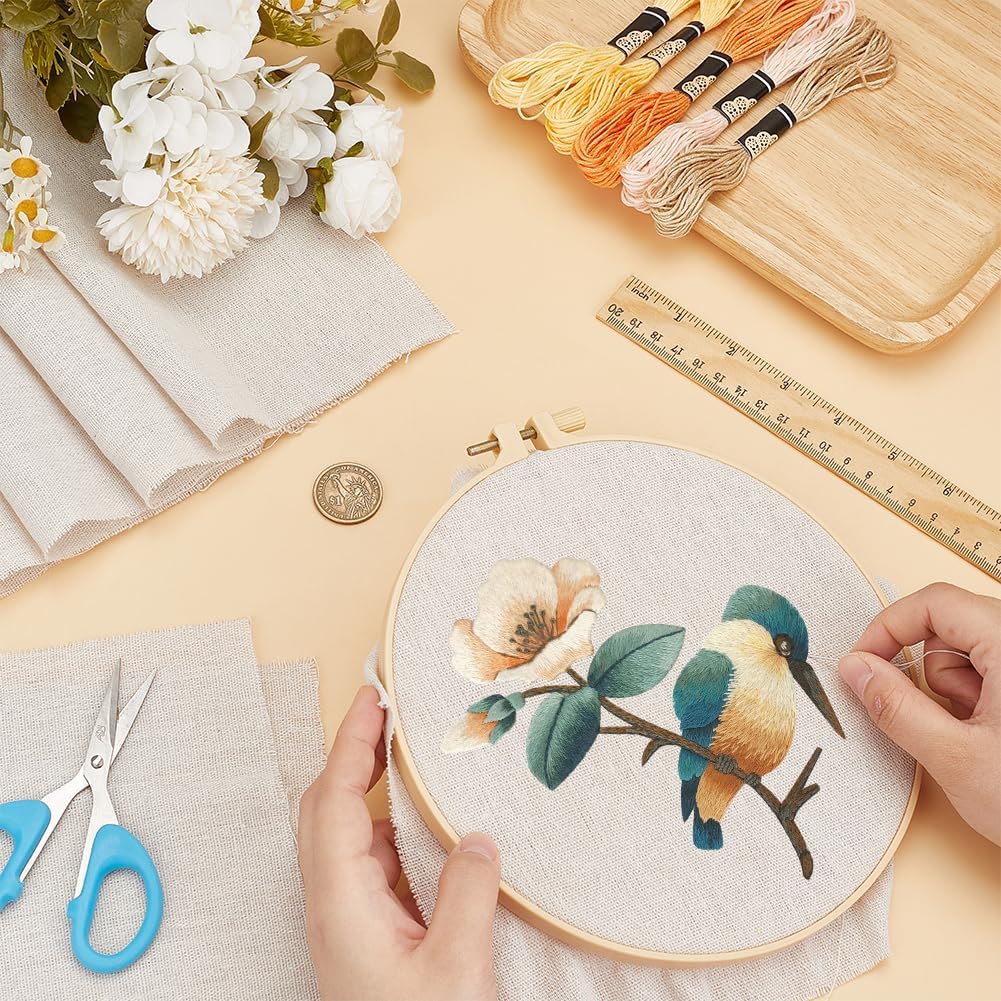 BENECREAT 20 Sheets White Square Linen Embroidery Fabric, 9.8x9.8 inch Stitch Embroidery Cloth Needlework Fabric for Garments Crafts Accessories