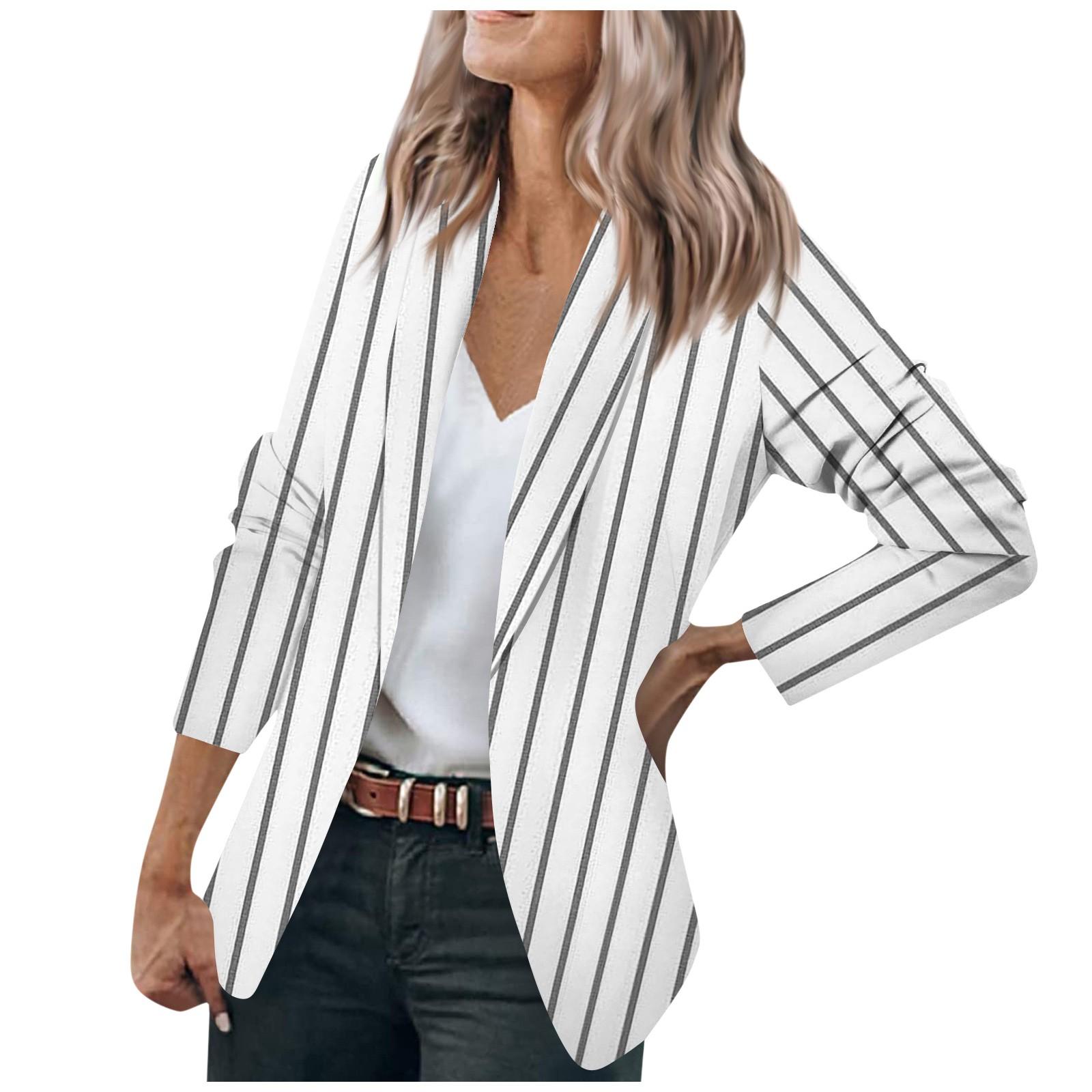 

Женская куртка с длинным рукавом, кардиган с воротником в полоску и одной пуговицей, топ для бизнеса и отдыха XL серый