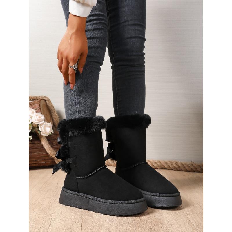 Thick-soled Warm Snow Boots Women's 2025 Winter New Plus-size Muffin with Fleece and Thickened Wool Mouth Mid-tube Cotton Shoes