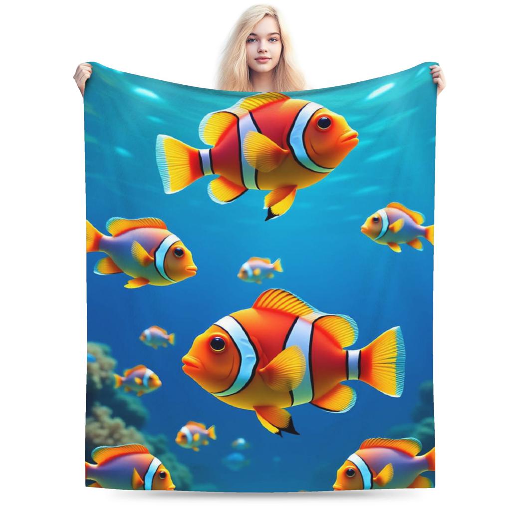 Beautiful Underwater World Colorful Fish Flannel Blankets Winter  Warm Soft Throw Blanket for Children Bedspread Sofa Bed Cover