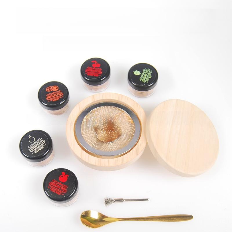 WoodenwhiskySmoke Wooden Lid Tools Cocktail Kitchen Smoke Maker Bar Suit5Wood Chips with Different Flavors