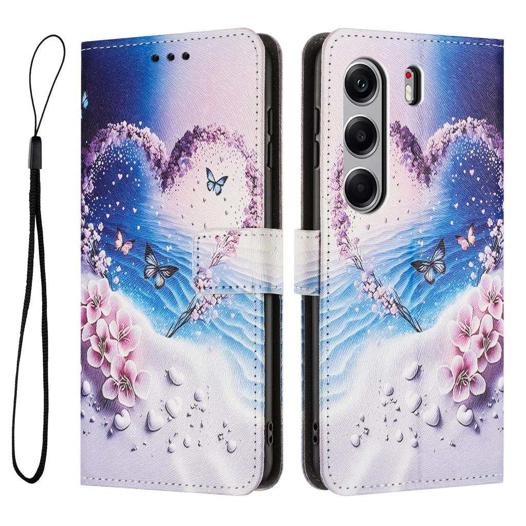 Wallet Case for TECNO Camon 40 Pro 4G Pattern Printing PU Leather Phone Cover with Lanyard