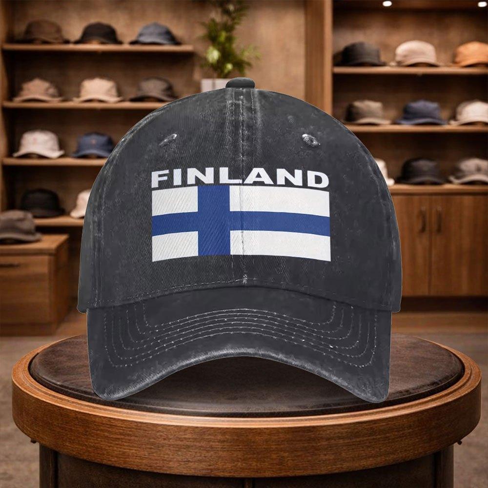Cappellino da Baseball da Uomo con Bandiera Finlandese Moda Outdoor Regolabile Casual Stile Urbano Leggero Visiera Moda Stagione Outd