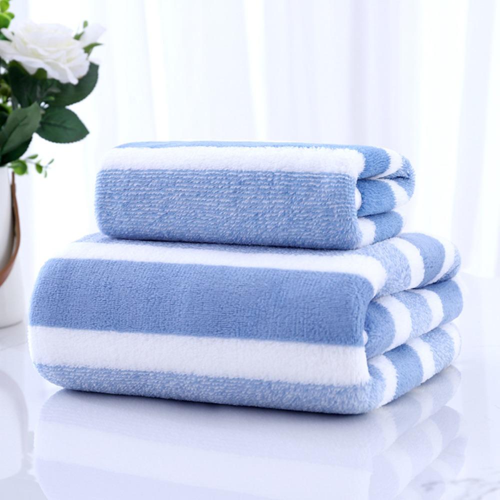 1 Pc Stripe Thickened Absorbent Soft Bath Towel for Home