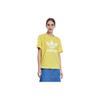 Adidas Originals Letter Logo Printed Round Neck Short Sleeve Drop Shoulder T-Shirt Women T-Shirt Yellow IN8438