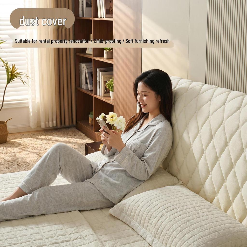 Plush Upholstered Anti-Collision Bed Headboard Dust Cover