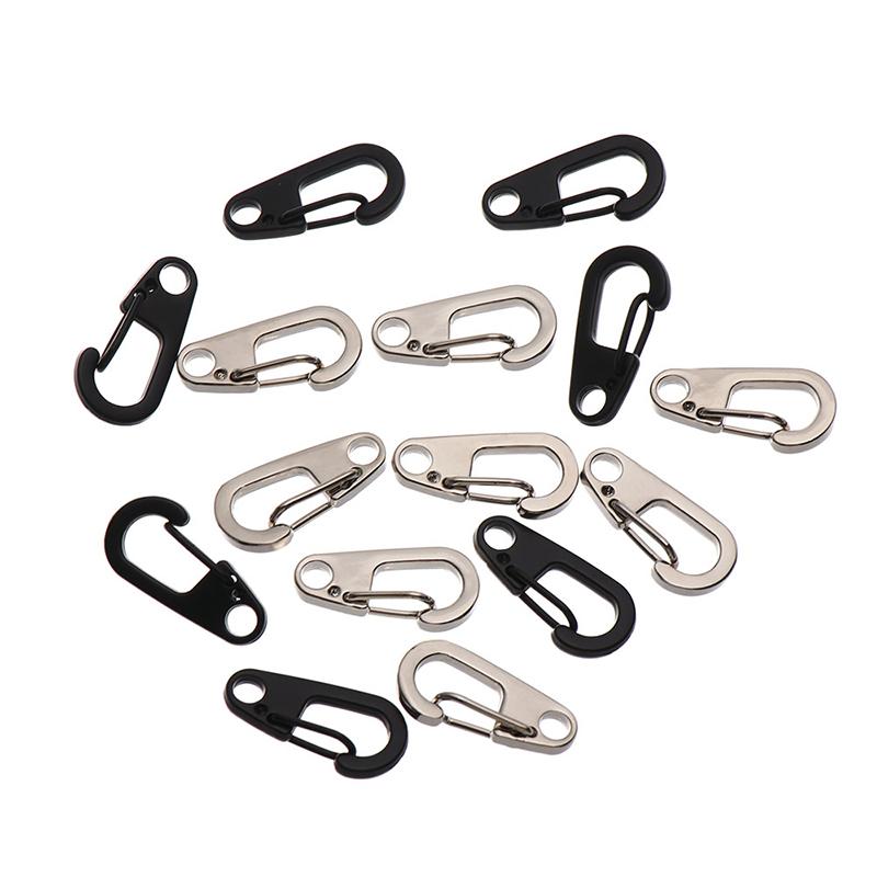 10 stk D Karabinkrok D-Ring nøkkelring Fjærklemmer Mini Aluminiumslegering Hengespenne Overlevelse EDC Gear Outdoor Camping Nøkkelring Verktøy