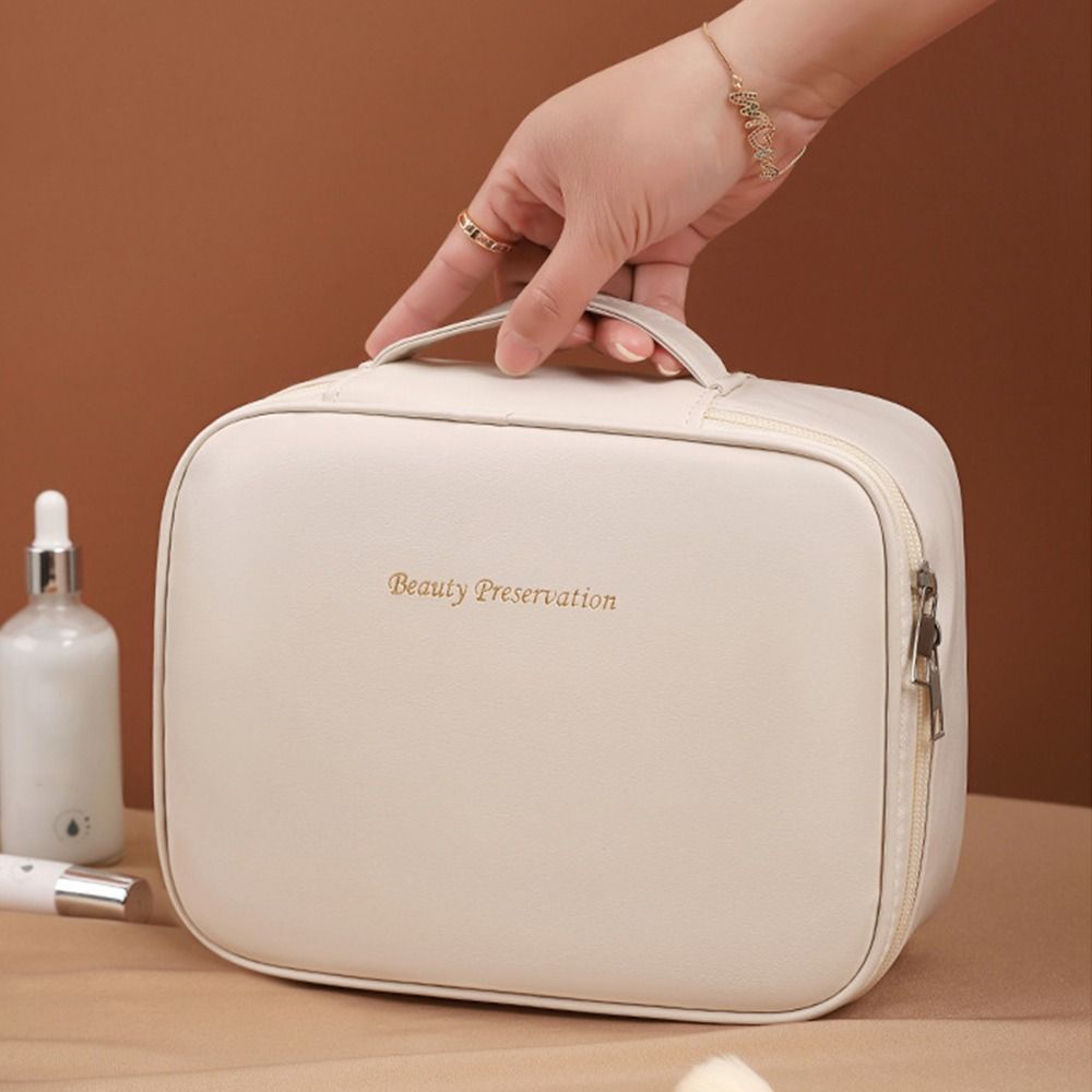 Square Detachable Makeup Bag PU Leather Zipper Cosmetic Bag Compartmentalized Storage Waterproof Makeup Bag Storage Bag