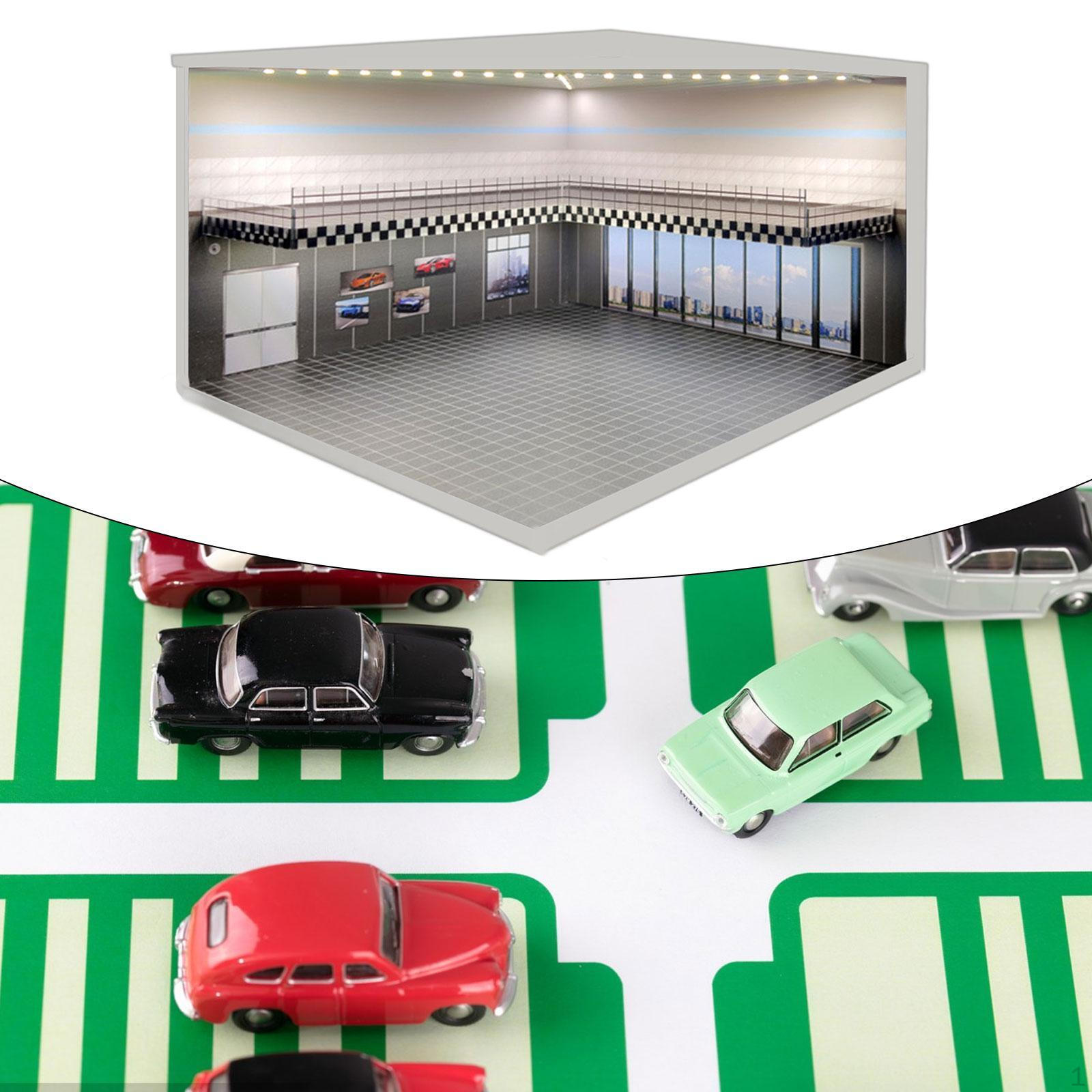 

1/64 Модель парковки Коллекционные предметы Встроенные светодиодные фонари Литой автомобиль Дисплей Сцена Транспортного Средства A