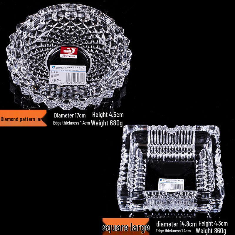 Premium Anti-Fly Ash Crystal Glass Ashtray for Stylish Living Rooms