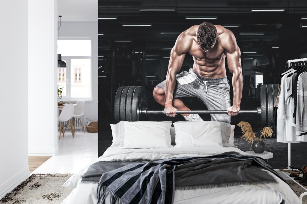 Photomural Bodybuilder With A Barbell Washable Fleece 368x280