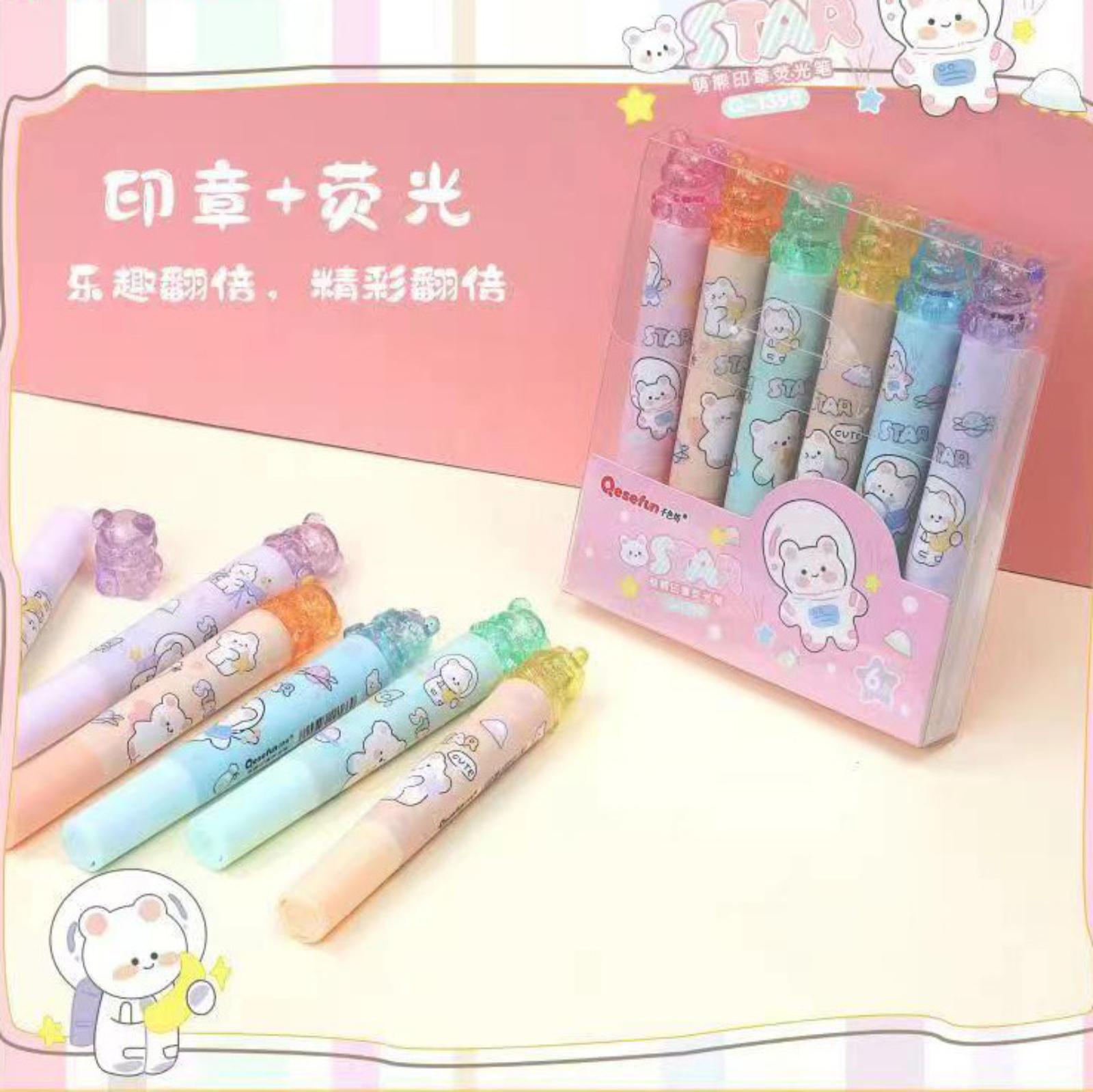 

Super Cute Fluorescent Colourful Creative Highlighter Student Cartoon Notebook Drawing DIY Pen One Size белый