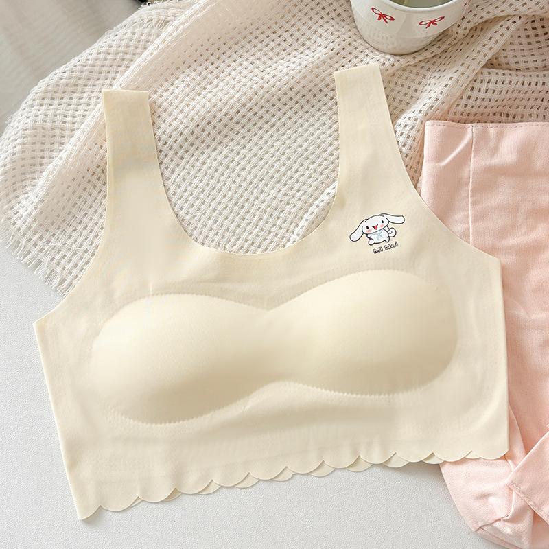 Teen Girls Student Vest Style Wireless Anti Exposure Comfortable Bra With Chest Pad